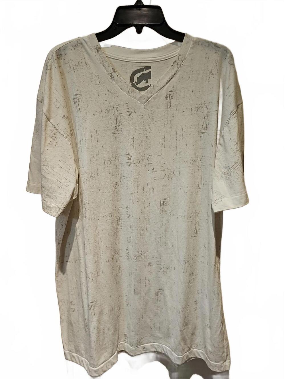 Ecko Unltd White & Gray Hatch Design V Neck Size 3XL. NWOT